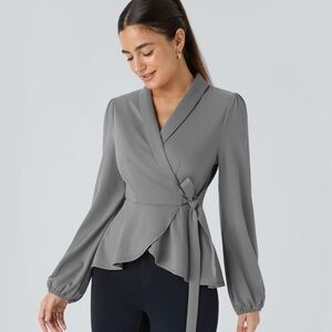 HALARA Charcoal Wrap Blouse